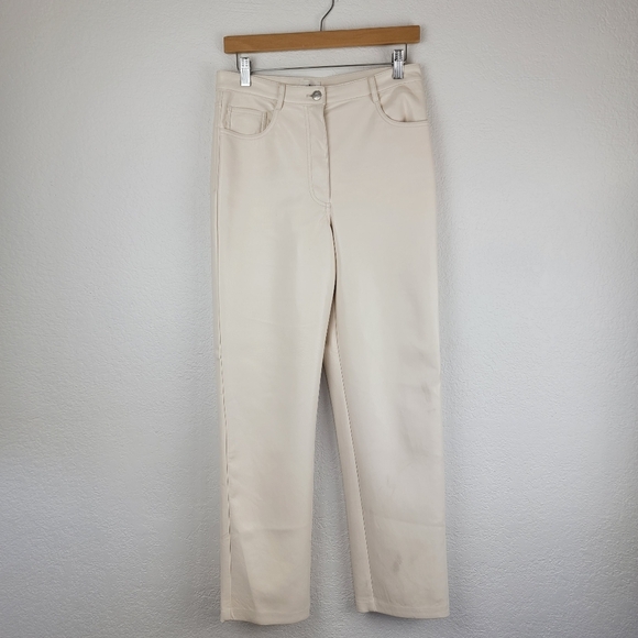 Aritzia Wilfred The Melina Super High-Rise Vegan Leather Pant White Cream 8 - Picture 4 of 16